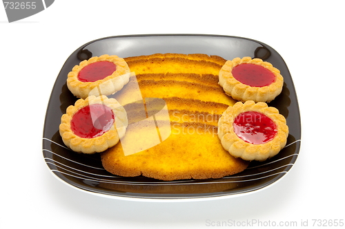 Image of Plate of cookies isolated on a white background 