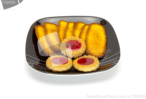 Image of Plate of cookies isolated on a white background 