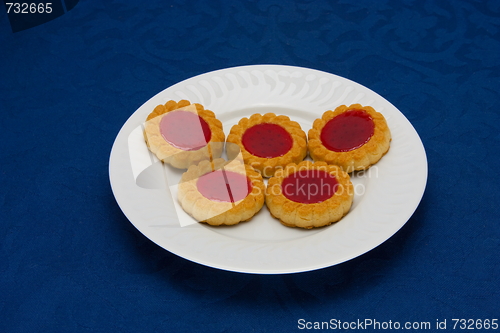 Image of cookies on a Plate on a blue background