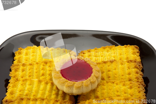 Image of cookies on plate isolated on white backgrounds