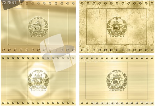 Image of four gold flags of afghanistan