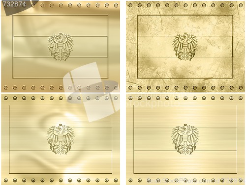 Image of four gold flags of  Austria