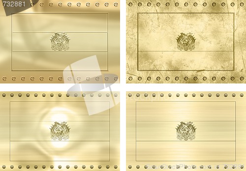 Image of four gold flags of Bolovia