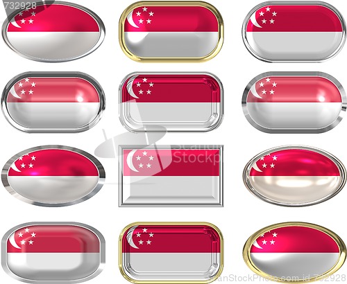 Image of 12 buttons of the Flag of Singapore