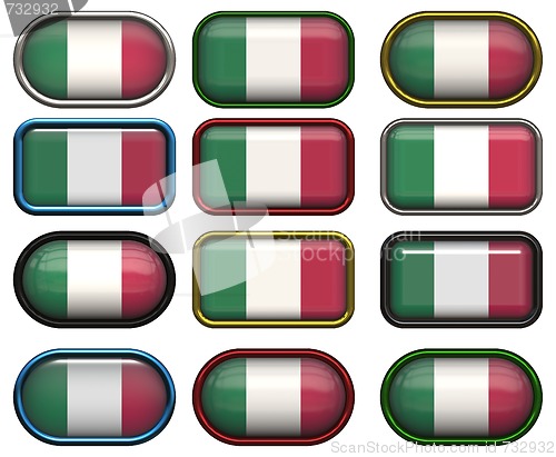 Image of 12 buttons of the Flag of Italy