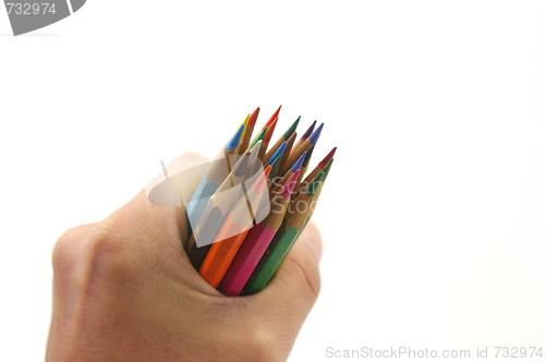 Image of Hold a dozen color pencils 