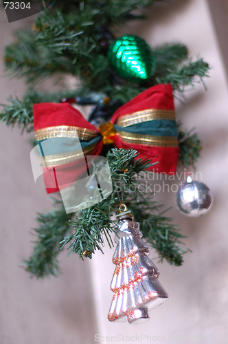 Image of hanging Christmas ribbon