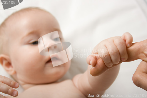 Image of Baby hold mothers hand