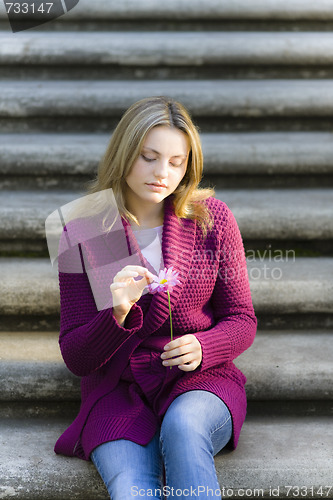 Image of Teen Girl Sitting On Stairs