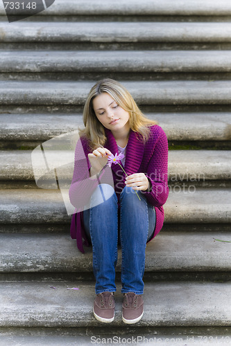 Image of Teen Girl Sitting On Stairs
