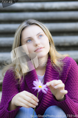 Image of Teen Girl Sitting On Stairs