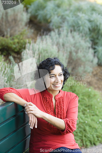 Image of Woman on Park Bench