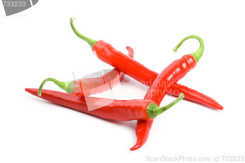 Image of four red chilly peppers