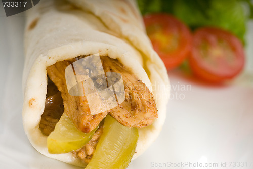 Image of pita bread chicken roll