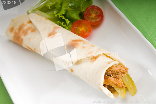 Image of pita bread chicken roll