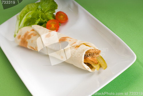 Image of pita bread chicken roll