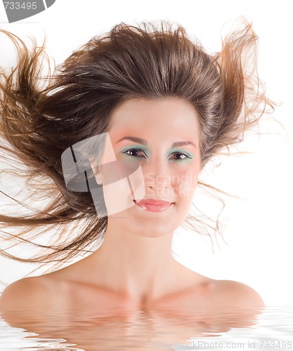 Image of Young beautiful brunette woman