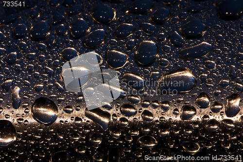 Image of raindrops on the chrome handrail