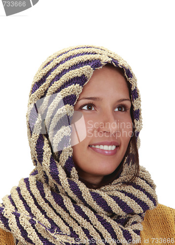Image of Portrait of a woman with a scarf