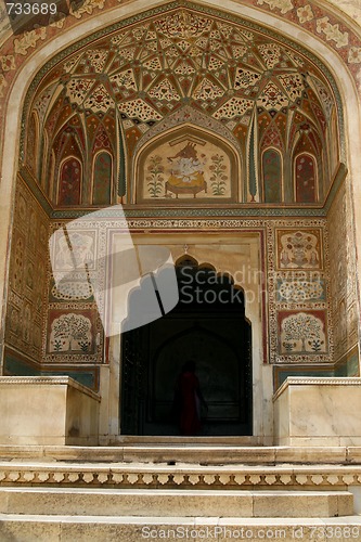 Image of An entrance to a temple in Amber Fort complex, Rajasthan, India