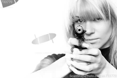 Image of beautiful girl to keep in hand pistol 