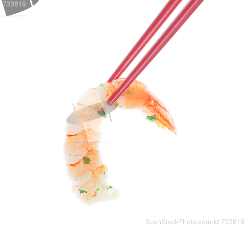 Image of Shrimp in Red Chopsticks