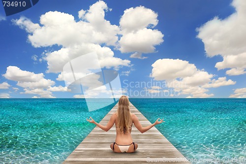 Image of Beach Scene on a Bright Day With Woman