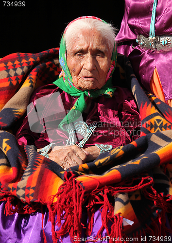 Image of Portrait of a Navajo Elder Wearing Traditional Turquiose Jewelry