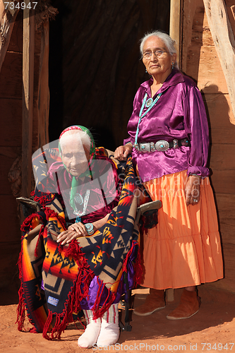 Image of Old Navajo Woman and Her Daughter