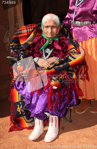 Image of Navajo Elder in Bright Traditional Clothing