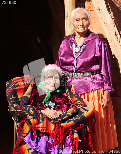 Image of Navajo Women in Traditional Clothing Who Are Mother and Daughter