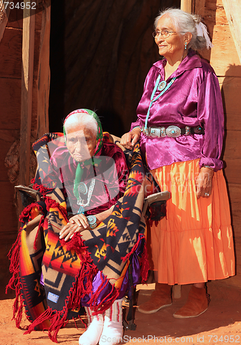 Image of Old Navajo Woman and Her Daughter