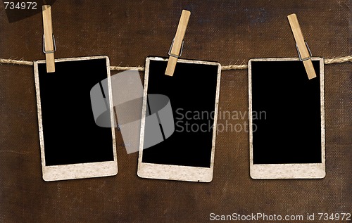 Image of Antique Film Blanks Hanging on a Rope With Clothespins