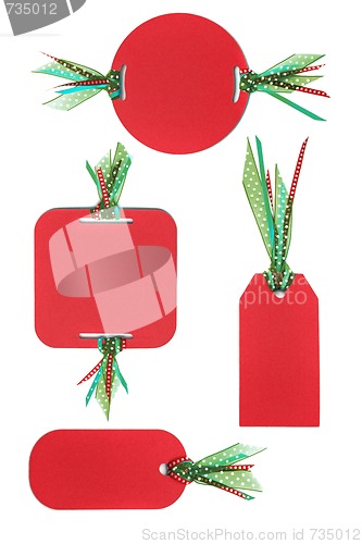 Image of Handmade Paper Tags With Colorful Ribbon