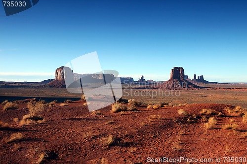 Image of Clear Blue Sky View of Monument Valley