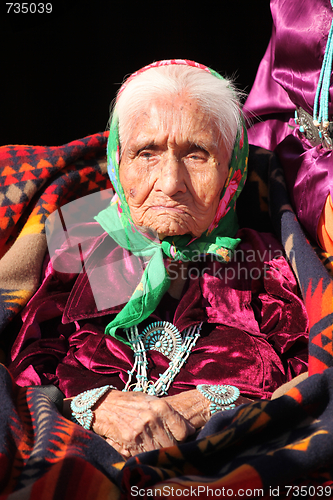 Image of Wise Navajo Elder Wearing Traditional Jewelry