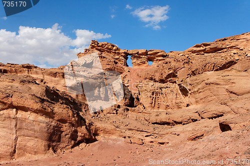 Image of Scenic weathered rock in stone desert