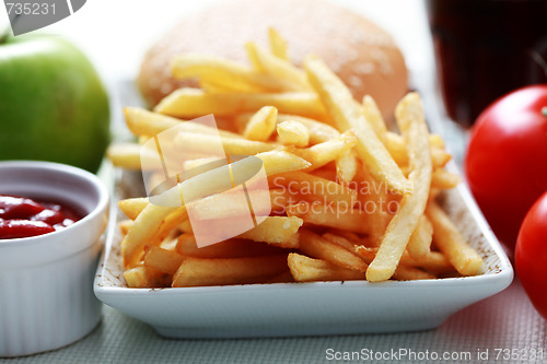 Image of cheeseburger and french fries