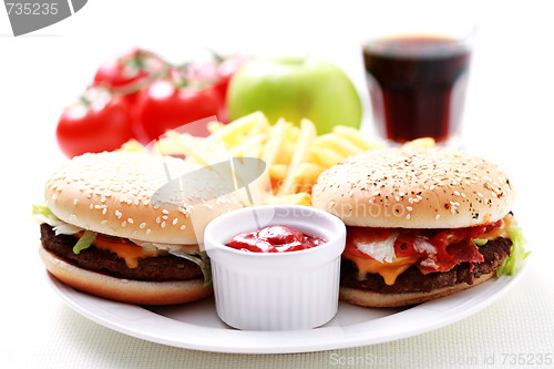Image of cheeseburger and french fries