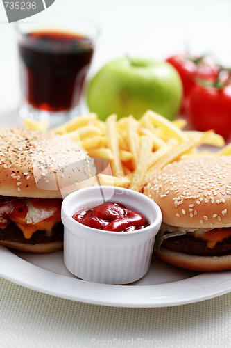 Image of cheeseburger and french fries