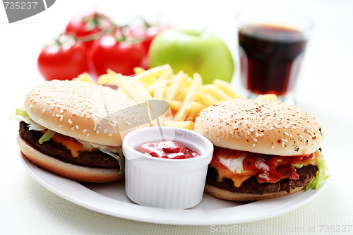 Image of cheeseburger and french fries