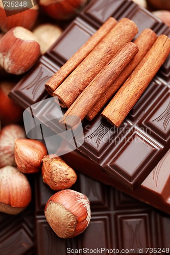 Image of chocolate with hazelnuts and cinnamon