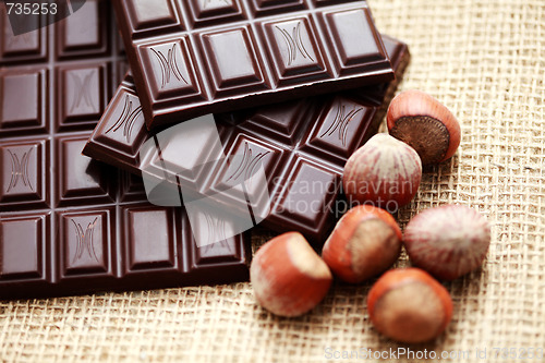 Image of chocolate with hazelnuts