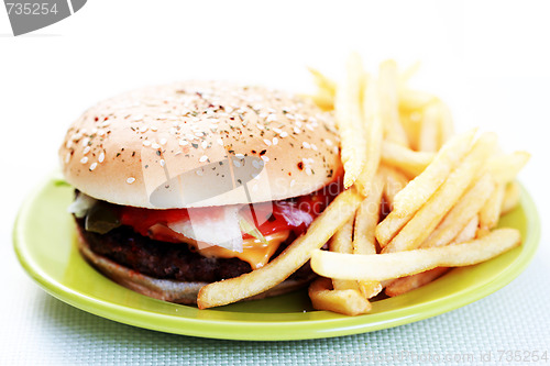 Image of cheeseburger and french fries