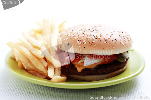 Image of cheeseburger and french fries