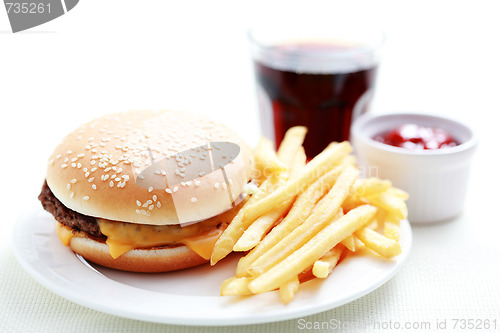 Image of cheeseburger and french fries