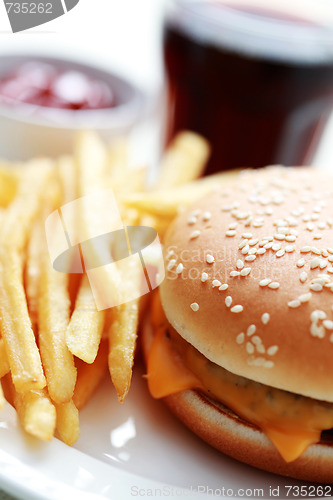 Image of cheeseburger and french fries