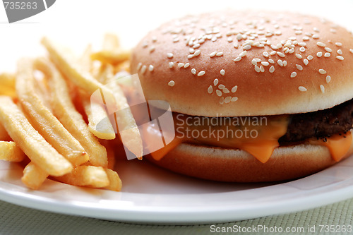 Image of cheeseburger and french fries