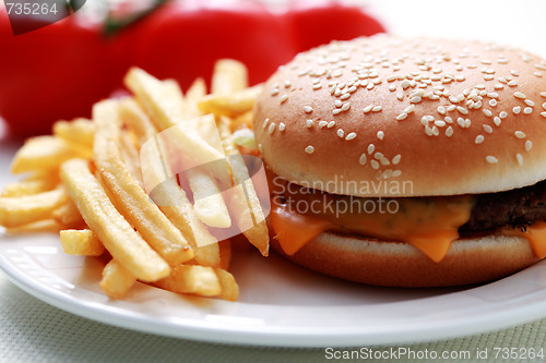 Image of cheeseburger and french fries