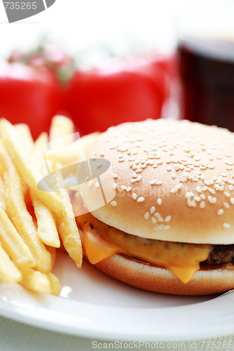 Image of cheeseburger and french fries